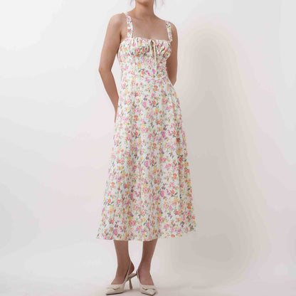 Women's Elegant Pleated Midi Dress - Sleeveless Slim Fit Cocktail Dress with Lining Cherie Code