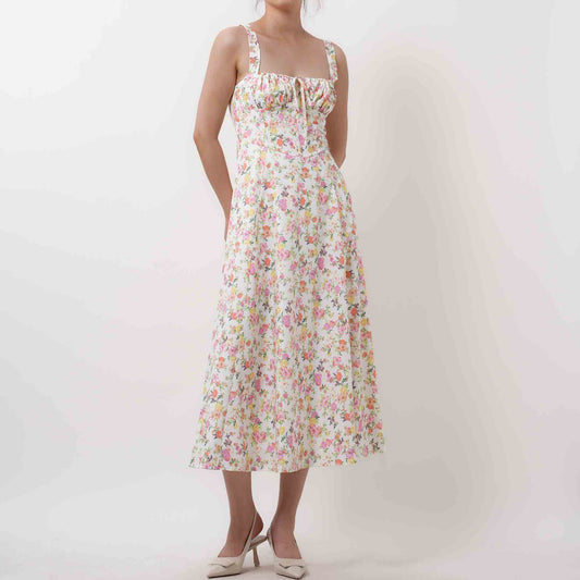 Women's Elegant Pleated Midi Dress - Sleeveless Slim Fit Cocktail Dress with Lining Cherie Code
