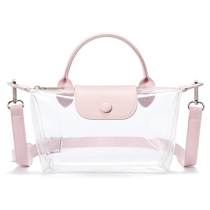Clear PVC Crossbody Handbag with Top Handle and Adjustable Strap