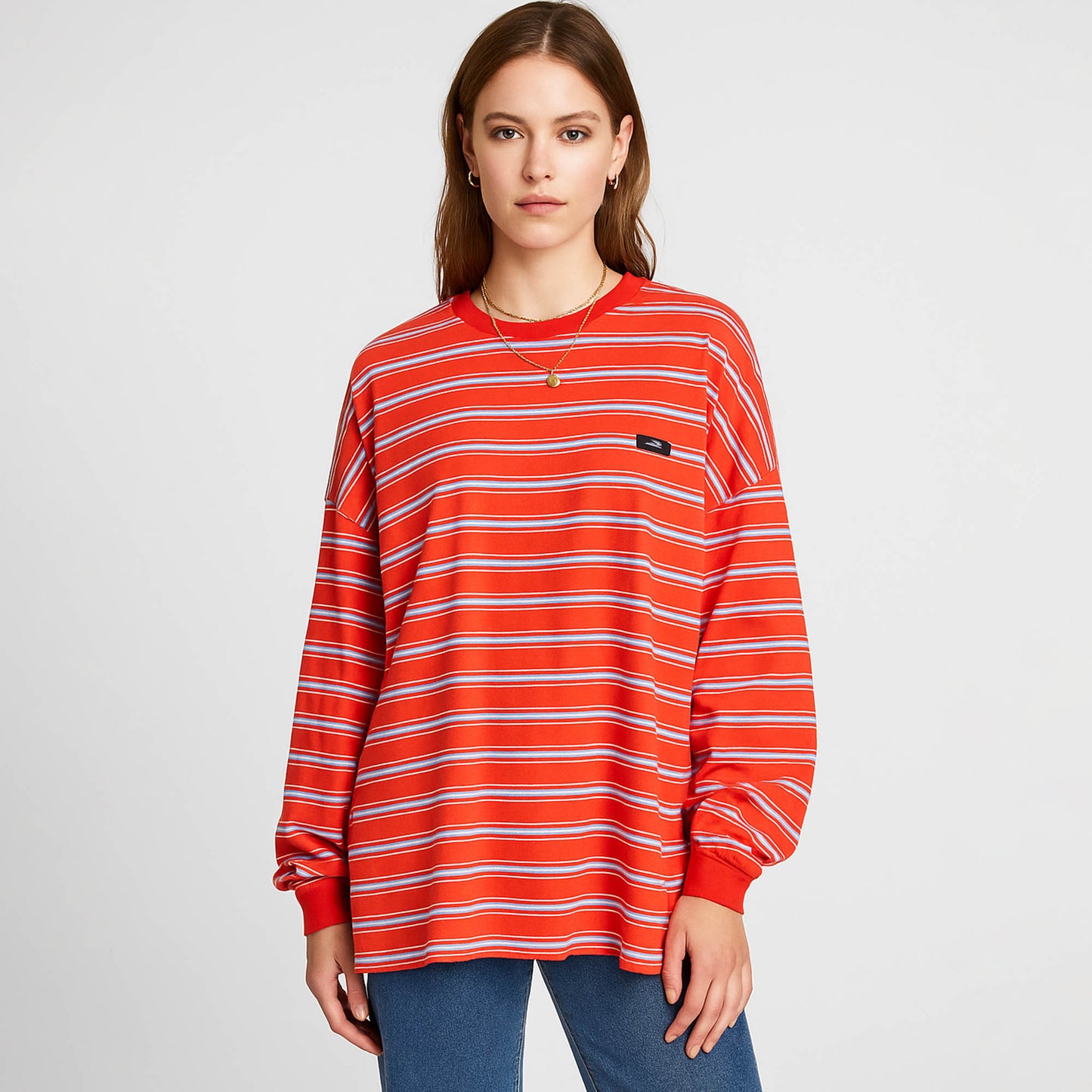 Cherie Code Women’s Stripe T-Shirt – Cotton Blend, Long Sleeve, Boxy Fit