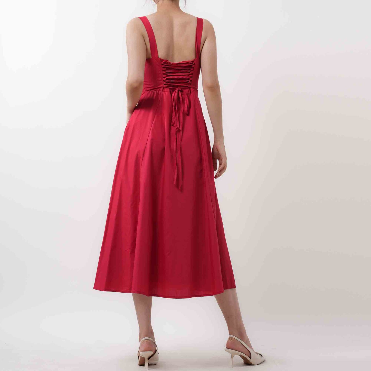 Women's Elegant Pleated Midi Dress - Sleeveless Slim Fit Cocktail Dress with Lining Cherie Code