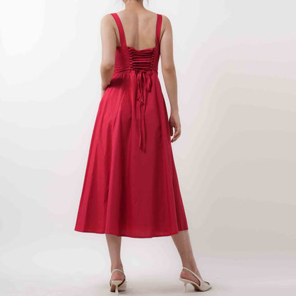 Women's Elegant Pleated Midi Dress - Sleeveless Slim Fit Cocktail Dress with Lining Cherie Code