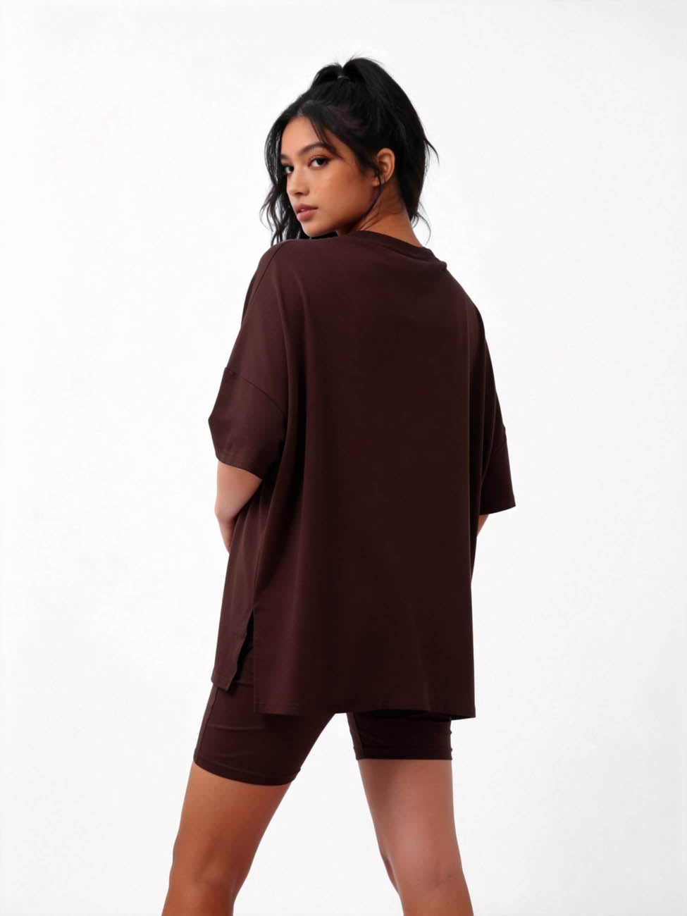 Women’s 2-Piece Lounge Set – Soft Stretch Viscose Short Sleeve Top & Matching Shorts, Slim Fit Casual Outfit
