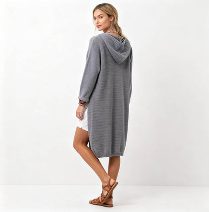 Cherie Code Women’s Hooded Long Knit Cardigan – Button‑Front Relaxed Fit Sweater Coat