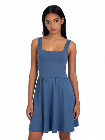 Cherie Code Women’s  Mini Dress – Sleeveless A-Line Summer Dress with Square Neck Wide Straps