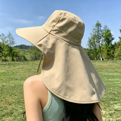 Cherie Code Single Neck Flap Wide Brim Bucket Sun Hat UPF50+ Water Repellent Quick Dry Breathable Fishing Hiking Boonie Hat Khaki 1 Pack