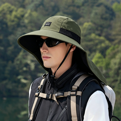 Cherie Code Single Neck Flap Wide Brim Bucket Sun Hat UPF50+ Water Repellent Quick Dry Breathable Fishing Hiking Boonie Hat 1 Pack