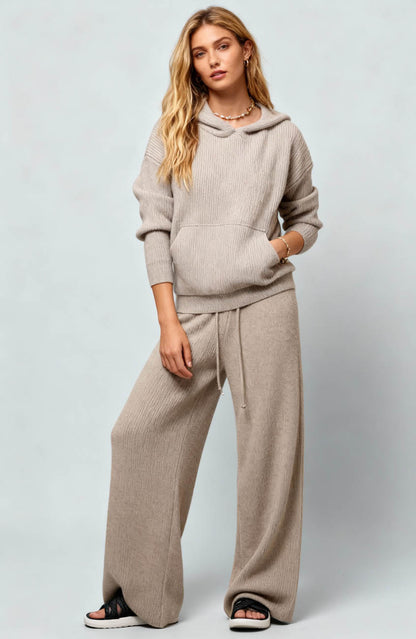 Cherie Code Women’s Solid Hooded Knit Sweatshirt & Jogger Set