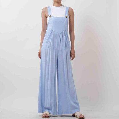 Women's Wide Leg Overall- Breathable Viscose/Linen Blend with Adjustable Straps Cherie Code
