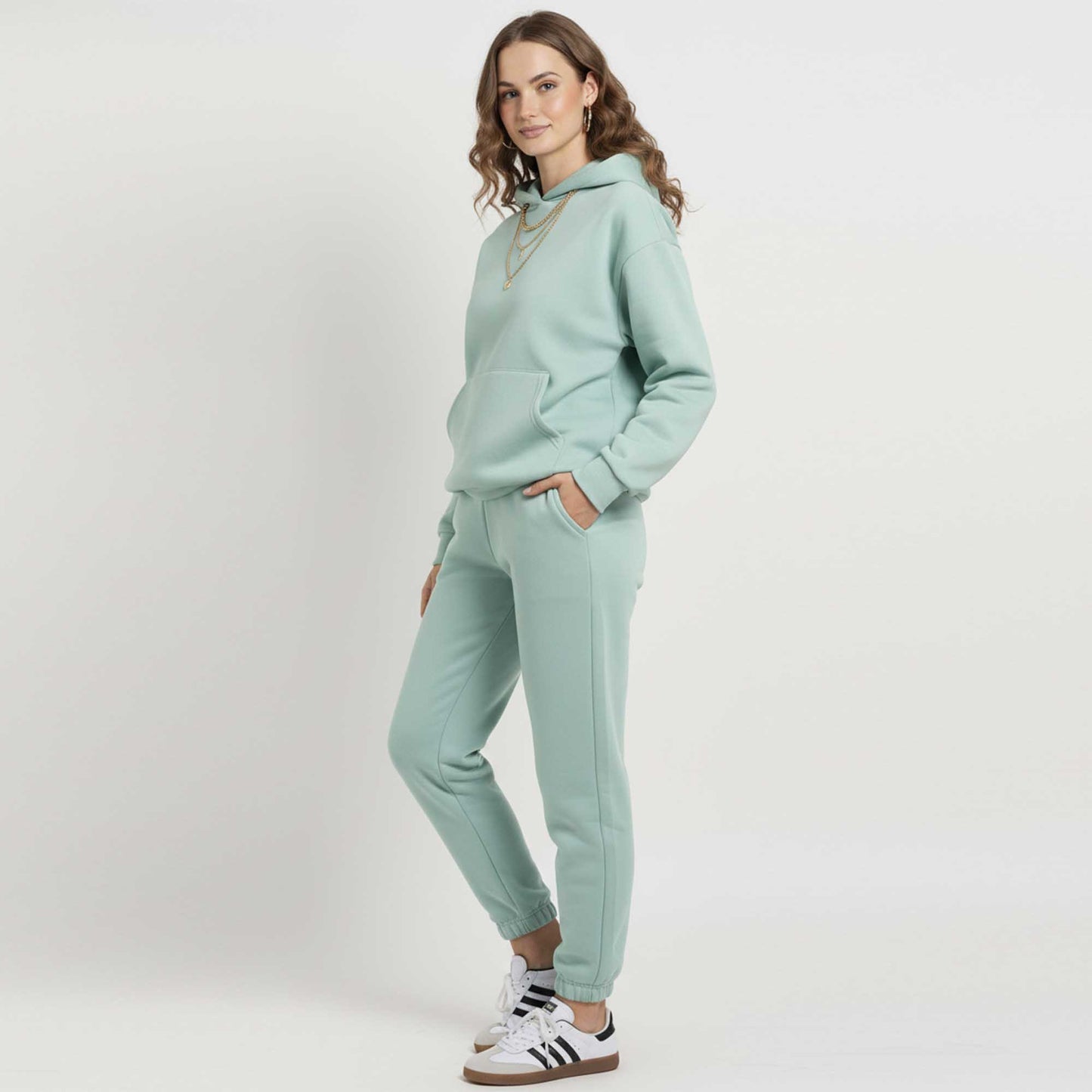Cherie Code Women's Black Hoodie Lounge Set with Velvet Lining – Long Sleeve Top and Jogger Pants – Casual Fit
