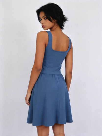Cherie Code Women’s  Mini Dress – Sleeveless A-Line Summer Dress with Square Neck Wide Straps