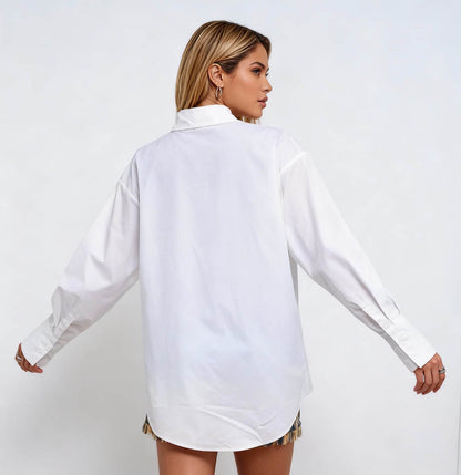 Cherie Code Women’s Long Sleeve Button-Down Shirt in Classic White