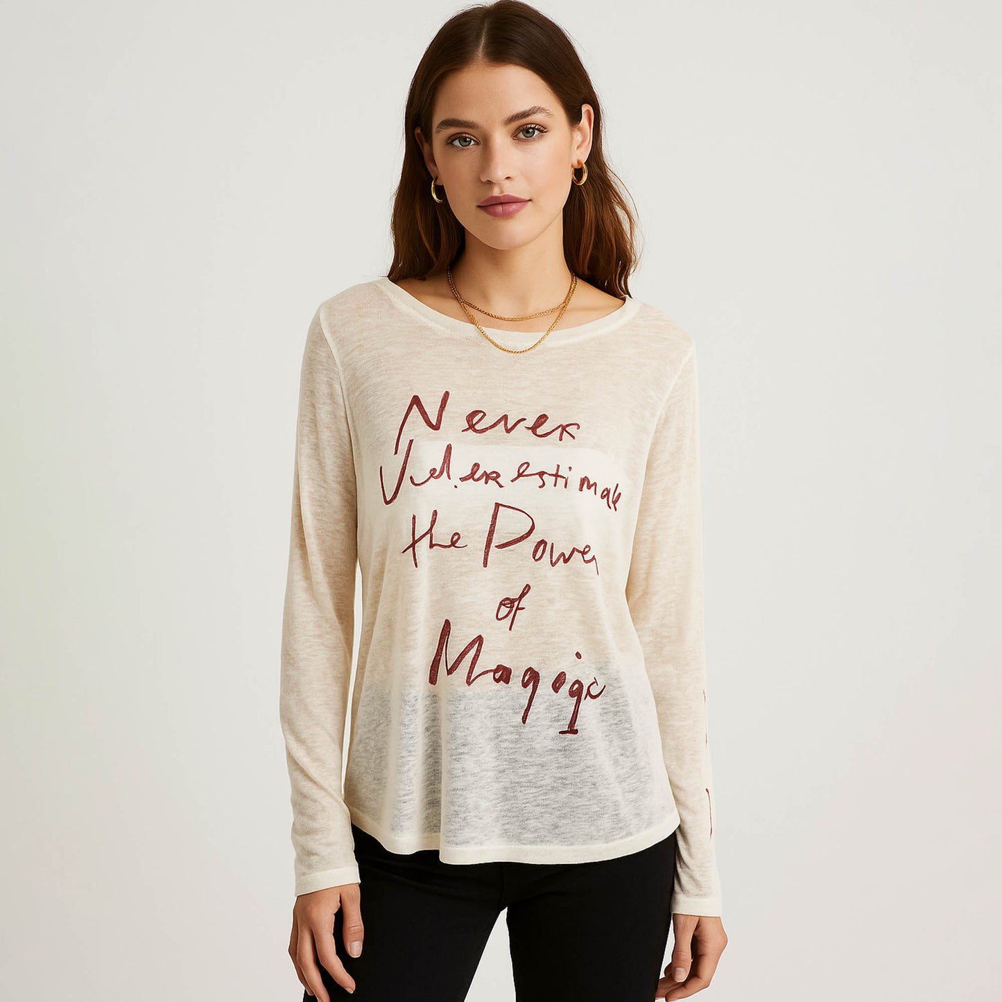 Cherie Code Women’s Graphic Tee – Slub Knit, Long Sleeve, Statement Print