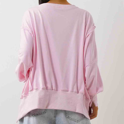 Women's Slouchy Crewneck Sweatshirt - Stretch Polyester Blend with Side Slit Details Cherie Code