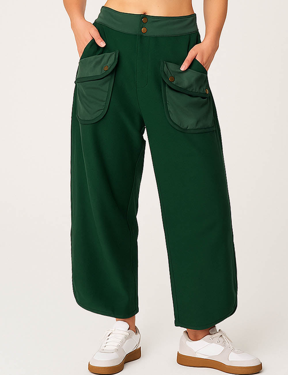 Cherie Code Women's Trendy Wide Leg Utility Pants – High Waist Relaxed Cargo Trousers for Casual Streetwear