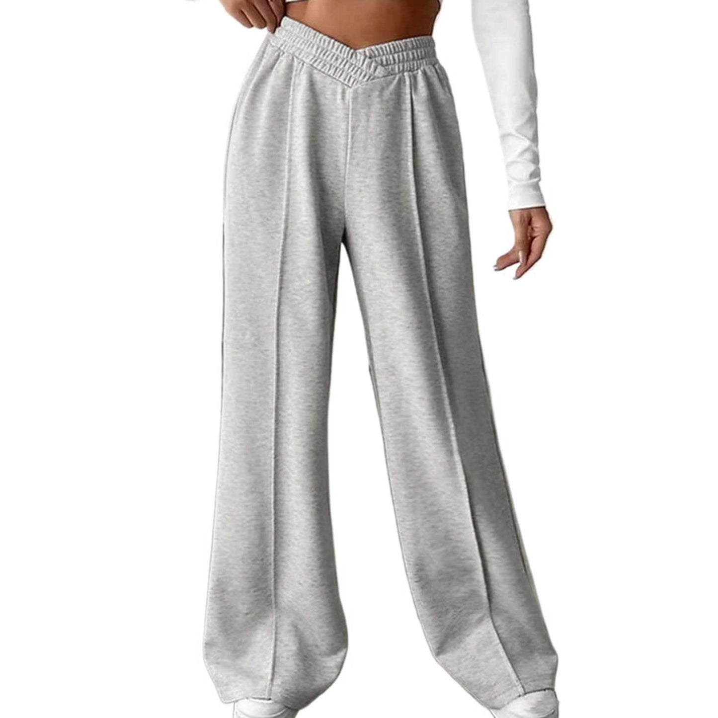Cherie Code Women's Wide-Leg Sweatpants - High Waist, Cotton Blend, Casual Lounge Pants with Stretch Waistband