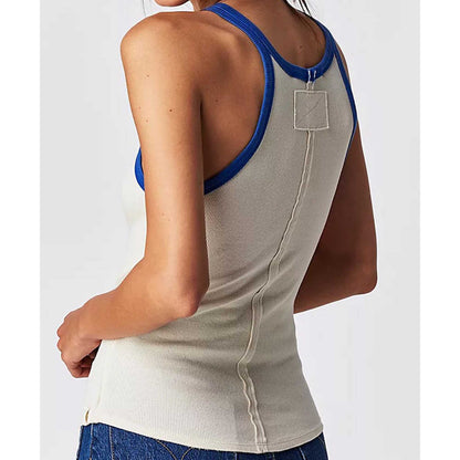Women's Ribbed Scoop‑Neck Tank ，Casual Slim Fit, Sleeveless Leisure Style Cherie Code