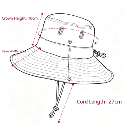 Cherie Code Wide Brim Bucket Sun Hat UPF50+ Water Repellent Breathable Vent Mountaineering Fishing Hiking Boonie Hat 1 Pack
