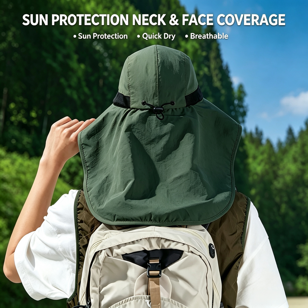 Cherie Code Single Neck Flap Wide Brim Bucket Sun Hat UPF50+ Water Repellent Quick Dry Breathable Fishing Hiking Boonie Hat 1 Pack