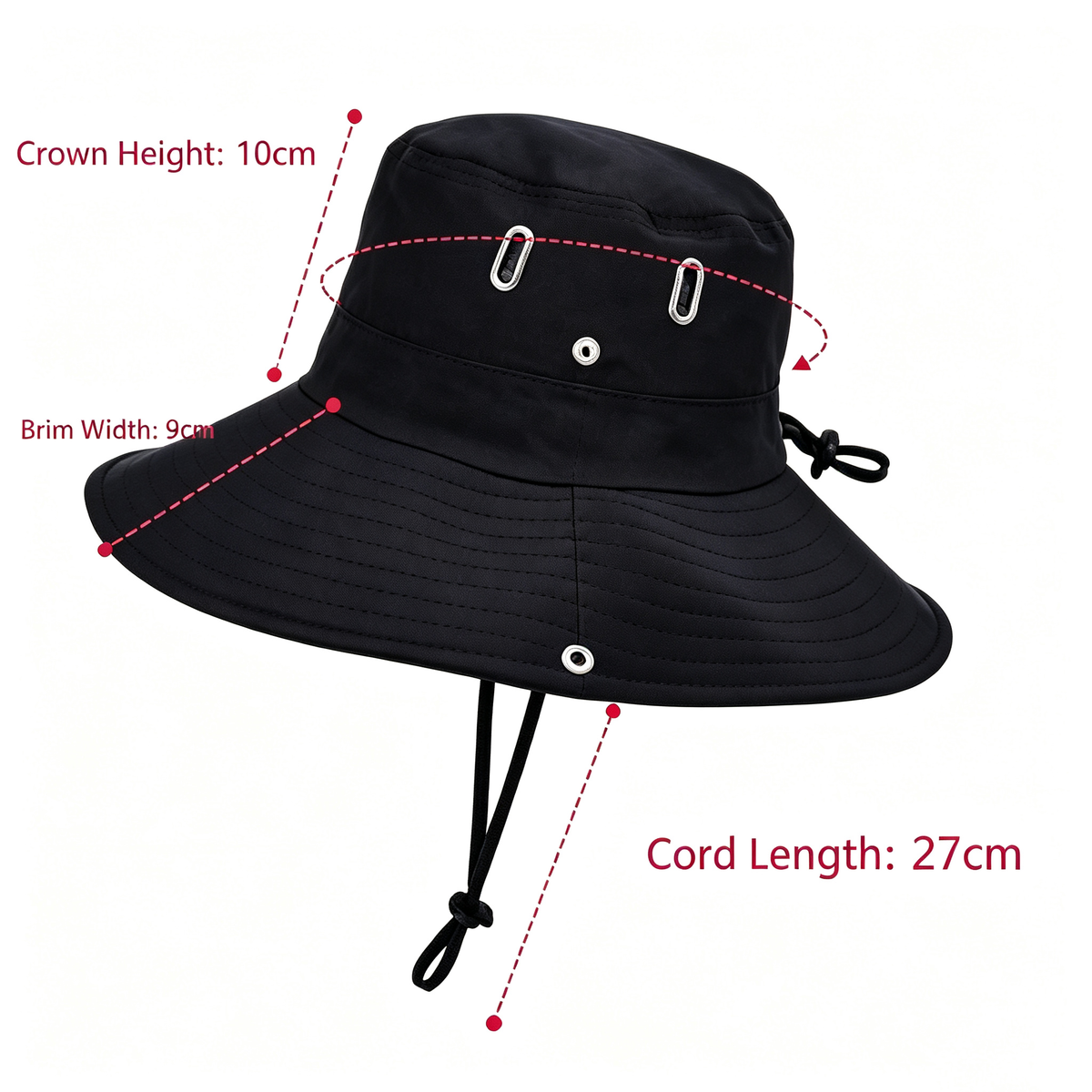 Cherie Code Wide Brim Bucket Sun Hat UPF50+ Water Repellent Breathable Vent Mountaineering Fishing Hiking Boonie Hat 1 Pack