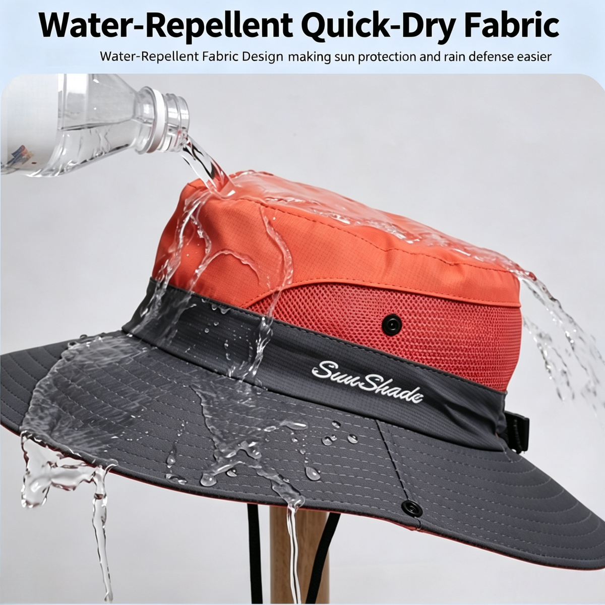 Cherie Code Outdoor Bucket Hat Breathable Mesh UPF50+ Water Repellent Wide Brim Fishing Hiking Sun Hat 1 Pack