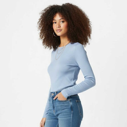 Cherie Code Women’s Basic Tee – Rib Knit, Long Sleeve, Fitted Silhouette