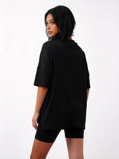 Women’s 2-Piece Lounge Set – Soft Stretch Viscose Short Sleeve Top & Matching Shorts, Slim Fit Casual Outfit
