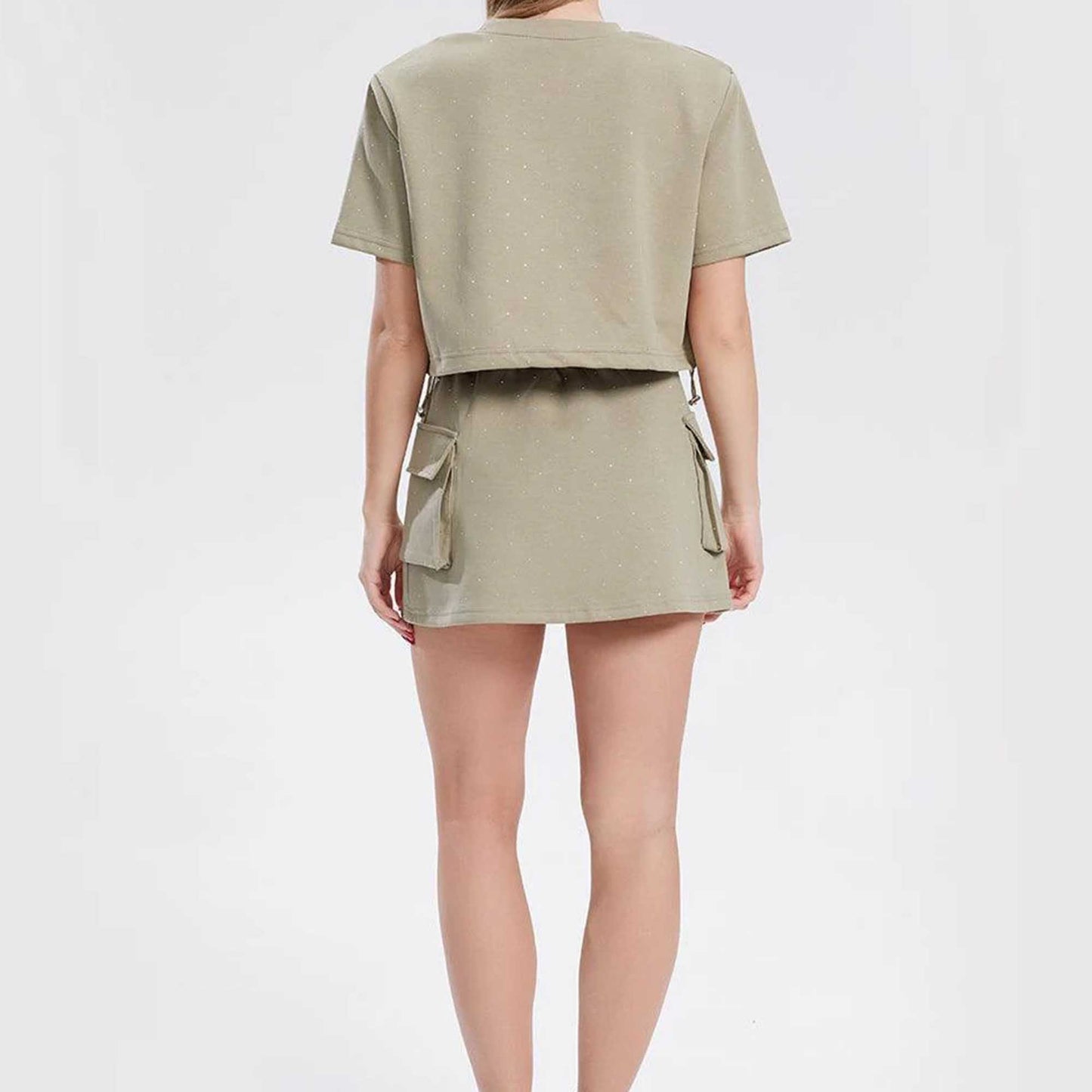 Women's Rhinestone Casual Top and Skirt Set – Cherie Code