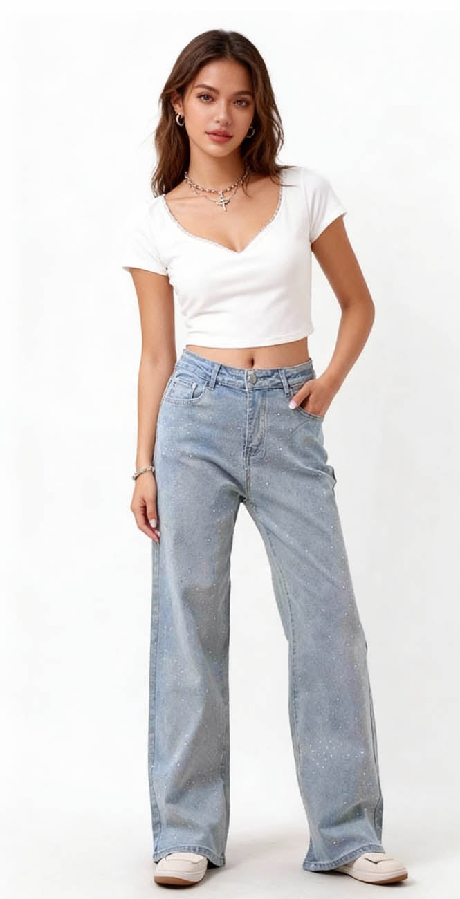 Cherie Code Women’s High-Rise Straight Leg Jeans with Stretch – Light Wash