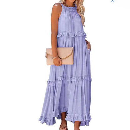 Women’s Flowy Bohemian Maxi Dress – Sleeveless with Back Tie Detail & Soft Rayon Blend Cherie Code