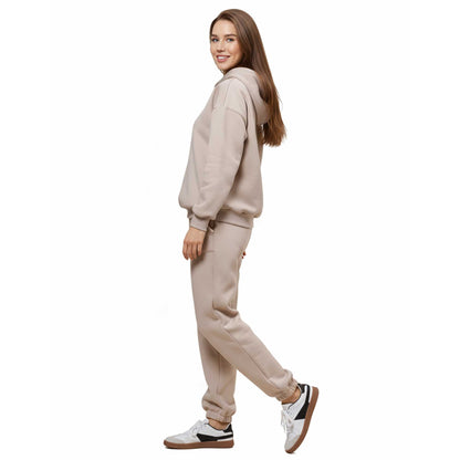 Cherie Code Women's Black Hoodie Lounge Set with Velvet Lining – Long Sleeve Top and Jogger Pants – Casual Fit