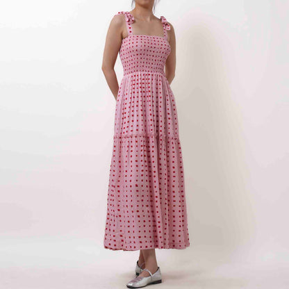 Breathable Rayon Midi Dress - Square Neck with Polyester Lining & Casual Fit Cherie Code