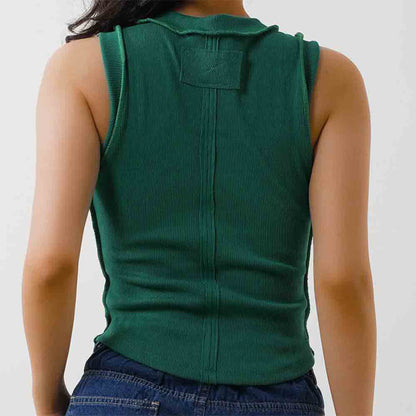 Women's Slim Fit Ribbed Tank Top – Sleeveless Stretch Cotton Crew Neck by Cherie Code