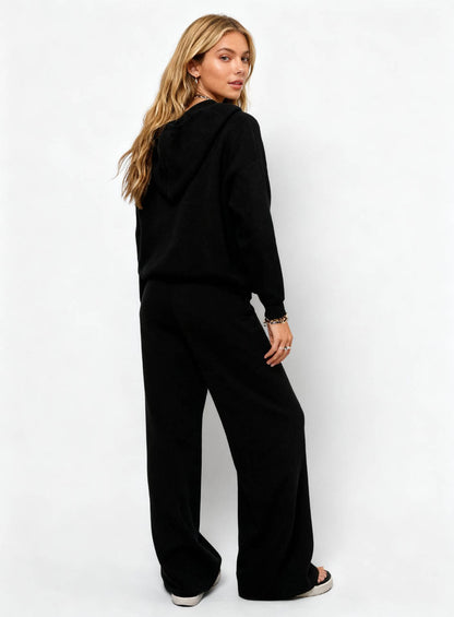 Cherie Code Women’s Solid Hooded Knit Sweatshirt & Jogger Set