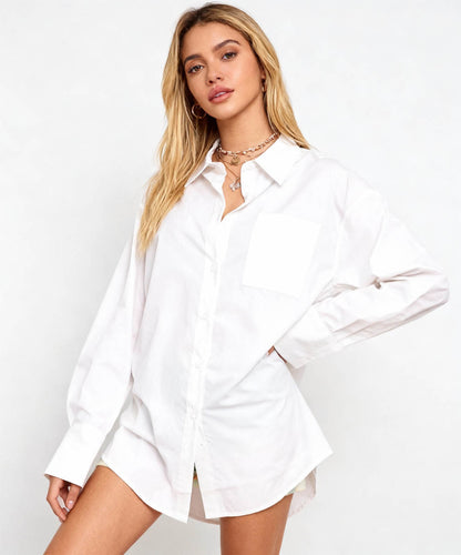 Cherie Code Women’s Long Sleeve Button-Down Shirt in Classic White