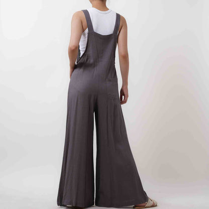 Women's Wide Leg Overall- Breathable Viscose/Linen Blend with Adjustable Straps Cherie Code