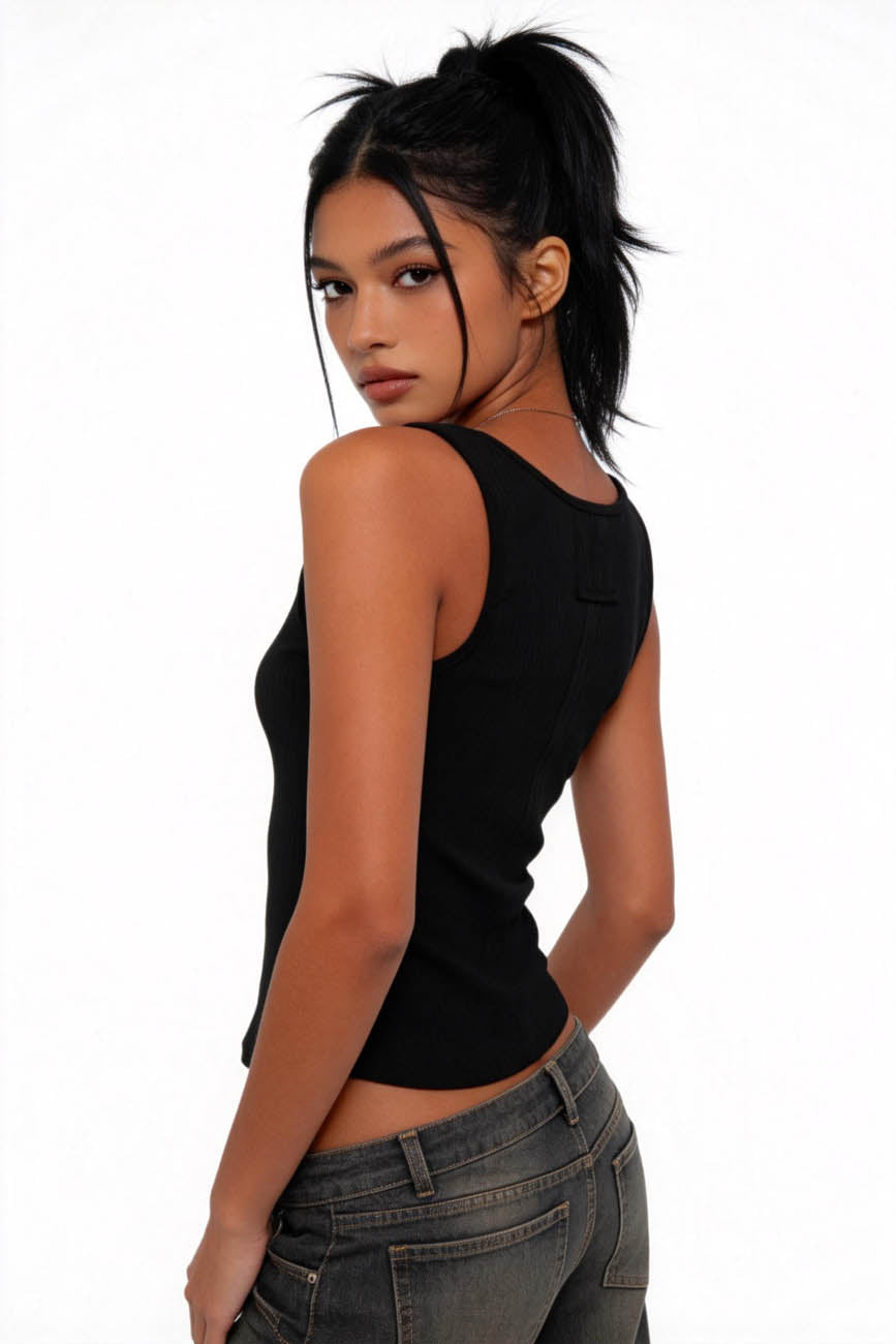 Women's Ribbed Scoop Neck Tank Top – Slim Fit Sleeveless Basic Camisole