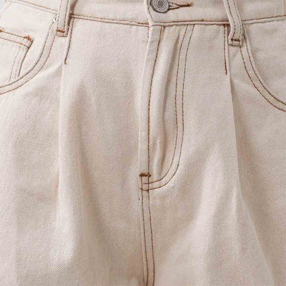 Women's Wide Leg Denim Shorts - Half Elastic Waist Casual Summer Shorts Cherie Code
