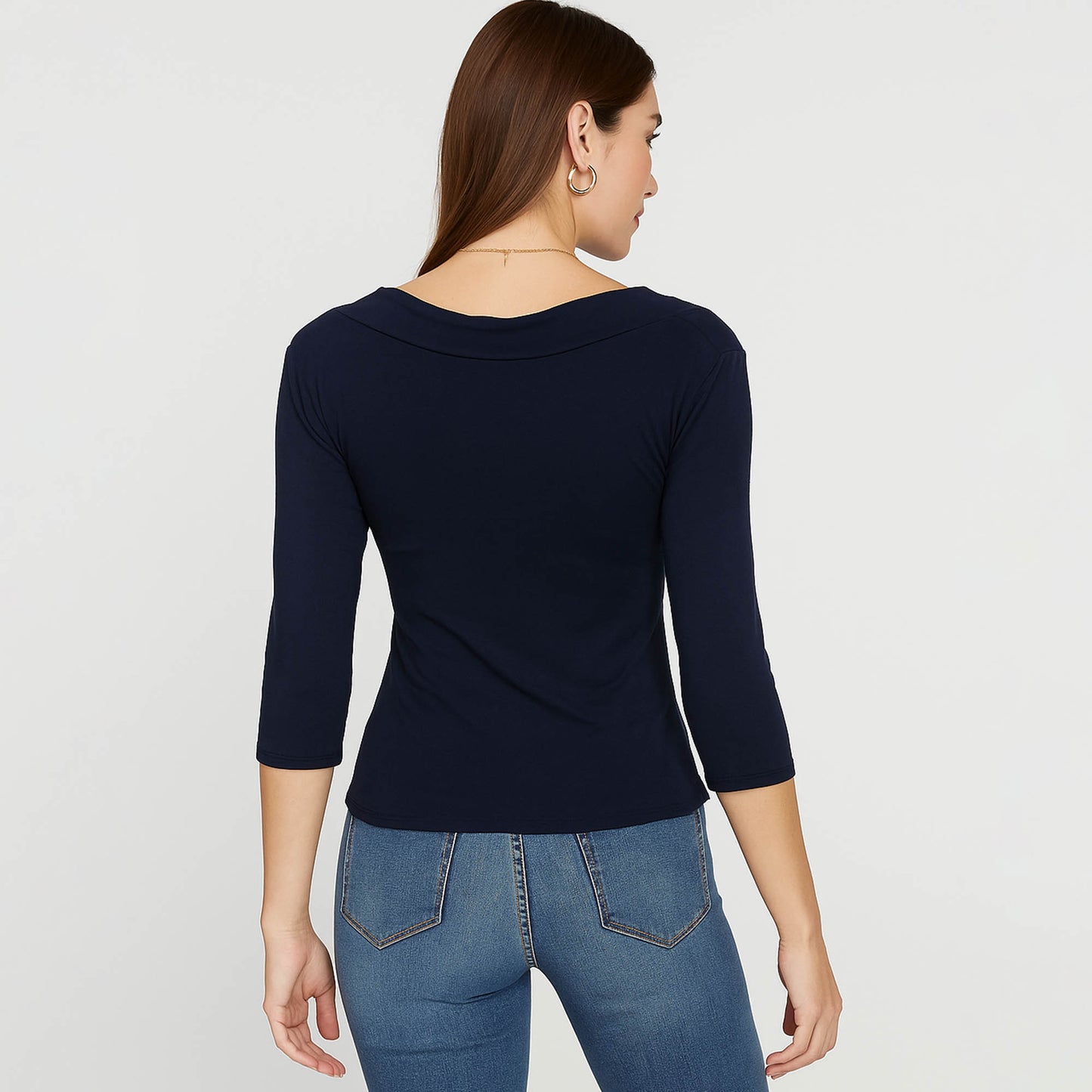 Cherie Code Women’s V-Neck Tee – Stretch Knit, Elbow Sleeve, Fitted Silhouette