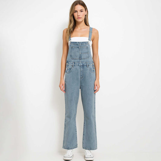 Women's Classic Denim Overalls – Relaxed Fit with Wide Legs & Functional Pockets Casual Workwear for Everyday Style Cherie Code