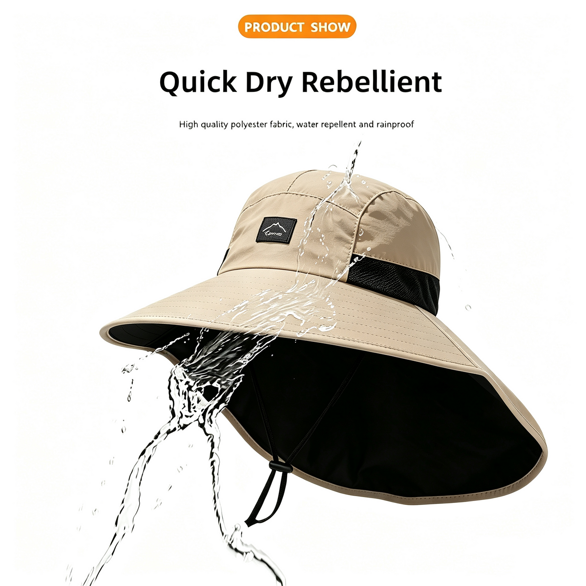 Cherie Code Single Neck Flap Wide Brim Bucket Sun Hat UPF50+ Water Repellent Quick Dry Breathable Fishing Hiking Boonie Hat 1 Pack