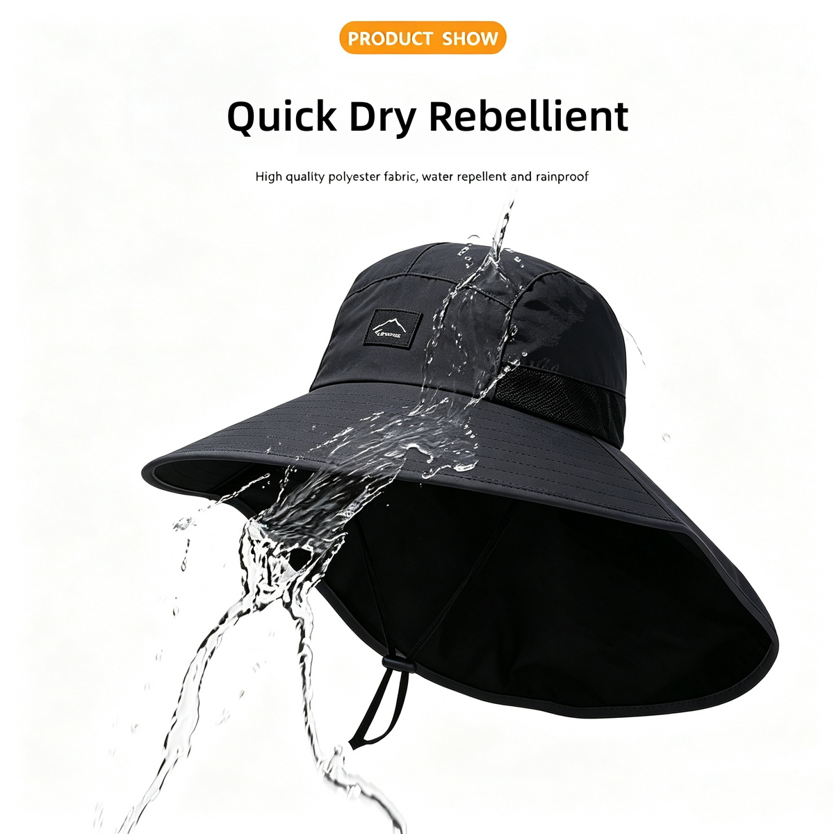 Cherie Code Single Neck Flap Wide Brim Bucket Sun Hat UPF50+ Water Repellent Quick Dry Breathable Fishing Hiking Boonie Hat 1 Pack