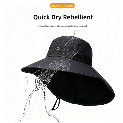 Cherie Code Single Neck Flap Wide Brim Bucket Sun Hat UPF50+ Water Repellent Quick Dry Breathable Fishing Hiking Boonie Hat 1 Pack