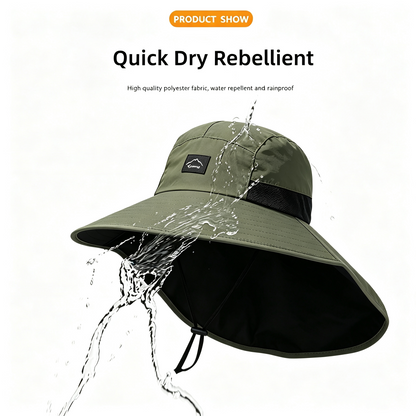 Cherie Code Single Neck Flap Wide Brim Bucket Sun Hat UPF50+ Water Repellent Quick Dry Breathable Fishing Hiking Boonie Hat 1 Pack
