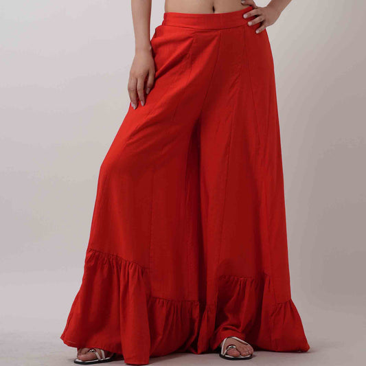 Breathable Polyester Wide Leg Flare Pants - Mid Rise & Casual Fit Cherie Code
