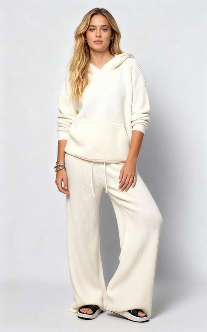 Cherie Code Women’s Solid Hooded Knit Sweatshirt & Jogger Set