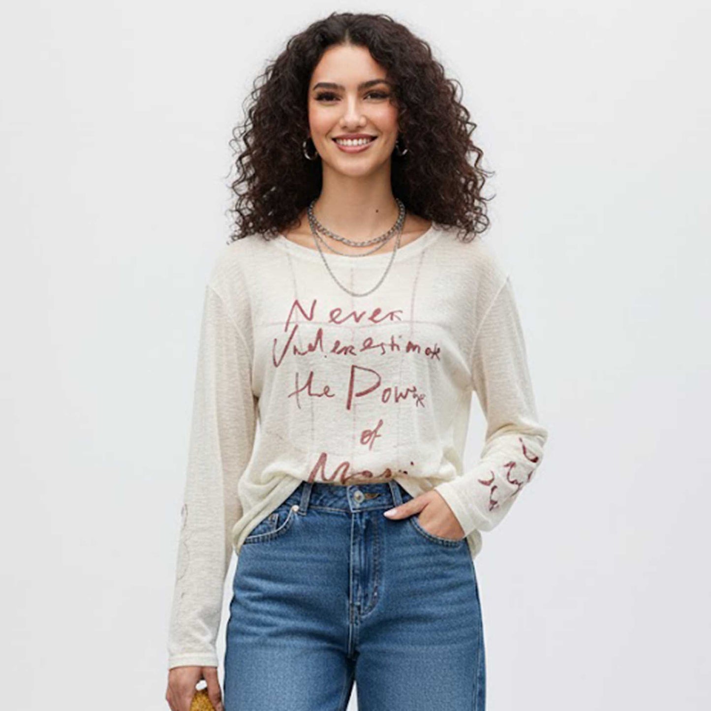 Cherie Code Women’s Graphic Tee – Slub Knit, Long Sleeve, Statement Print