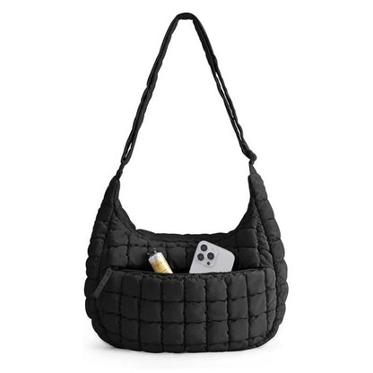 Cherie Code Women's Quilted Puffer Hobo Shoulder Bag – Lightweight Water-Resistant Large Capacity Tote Handbag