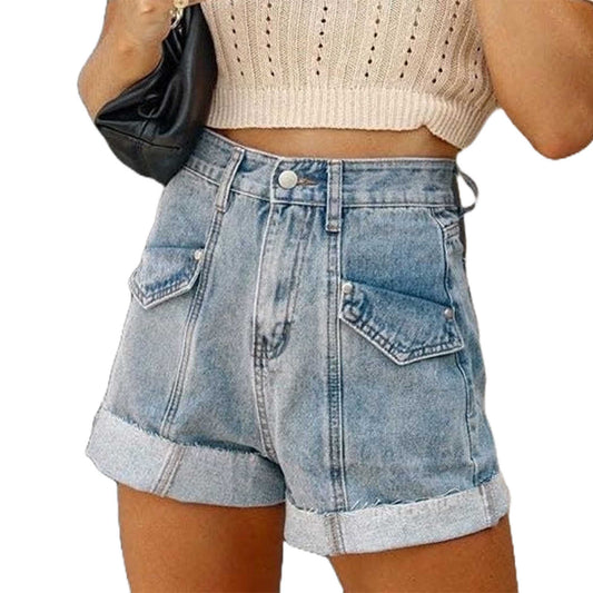 Women's Mid-Rise Denim Shorts – Button & Zip Fly Casual Fit with Pockets Cherie Code