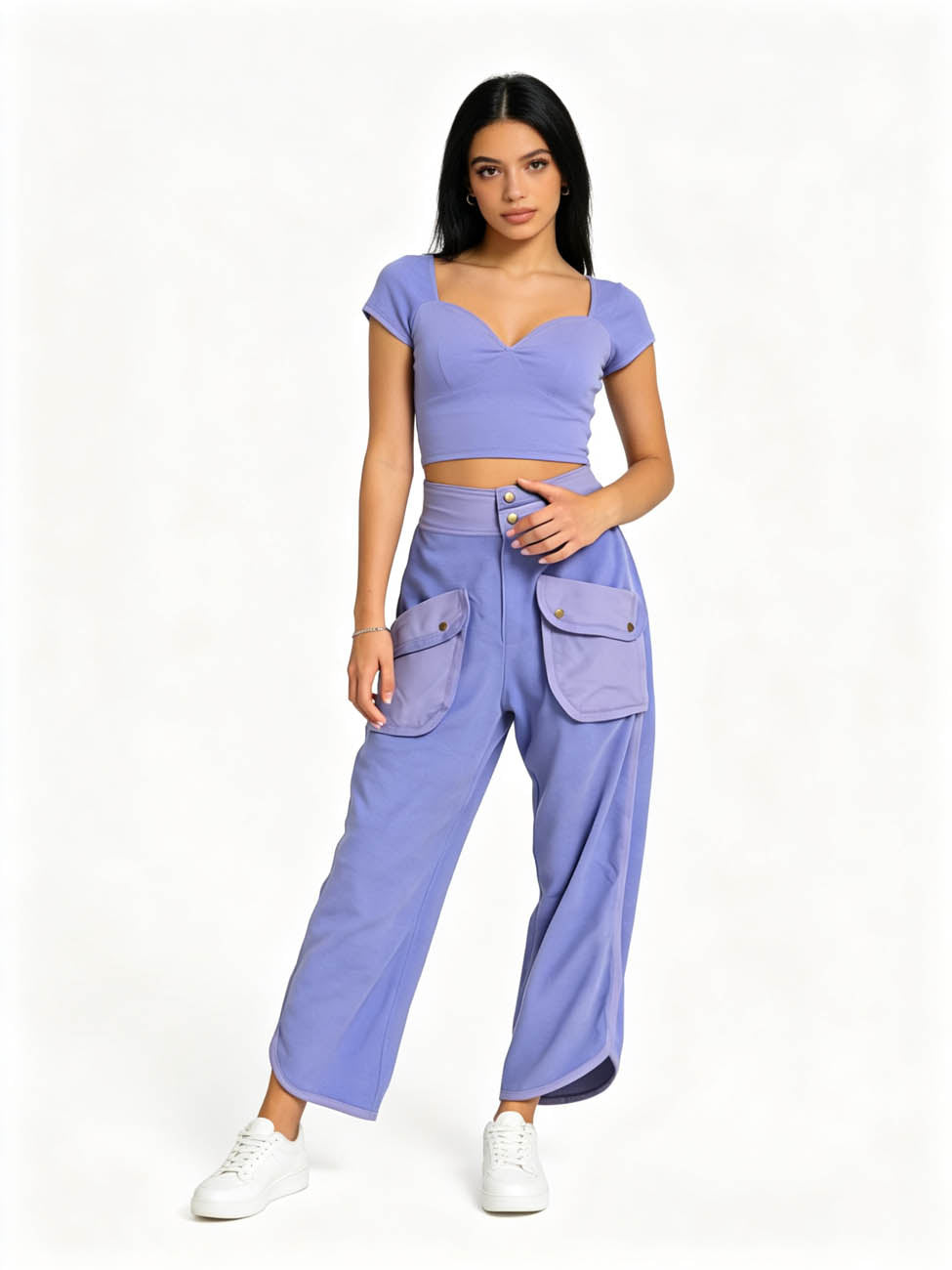 Cherie Code Women's Trendy Wide Leg Utility Pants – High Waist Relaxed Cargo Trousers for Casual Streetwear